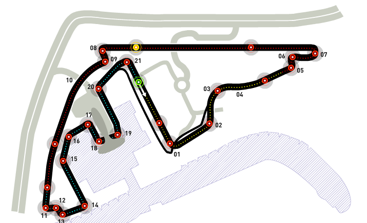 Карта на пистата Яс Марина в Абу Даби